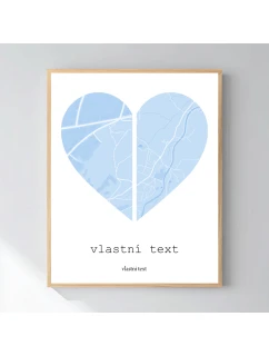 Personalizovaný magický fotoobraz v rámu - 50x70 - dvě mapy jako srdce