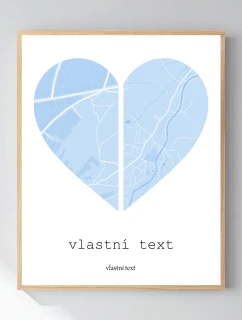 Personalizovaný magický fotoobraz v rámu - 50x70 - dvě mapy jako srdce