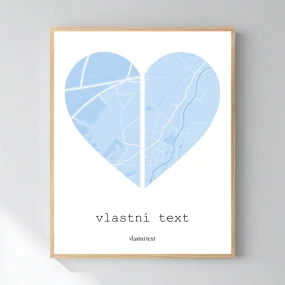 Personalizovaný magický fotoobraz v rámu - 50x70 - dvě mapy jako srdce