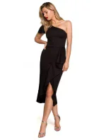 Dámske šaty na jedno rameno K146 čierne - Makover