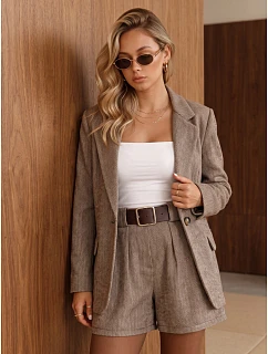 Dámská bunda s kostkovaným vzorem, béžová, FashionStreet PY0154