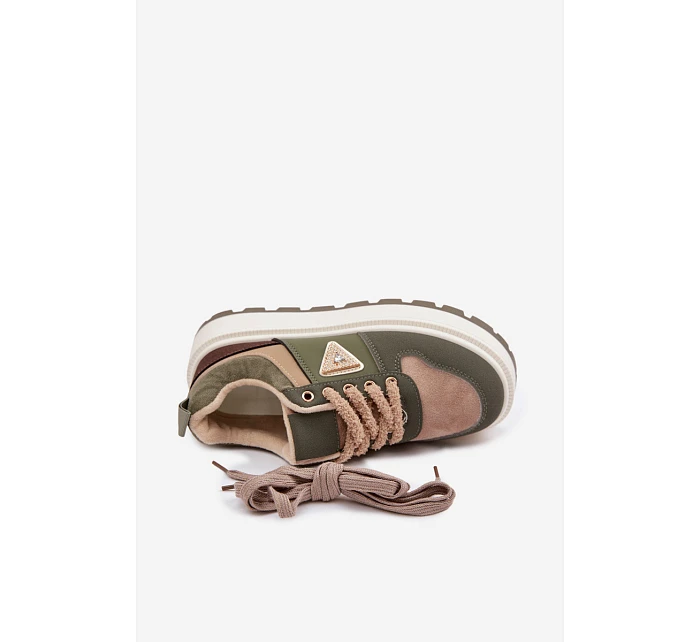 Zateplené dámské tenisky na platformě Zelená Florinda