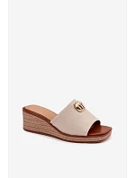 Dámske sandále na platforme s imitáciou pleteniny Sergio Leone KL325 Beige Dámske sandále na platforme s imitáciou pleteniny Sergio Leone KL325 Beige