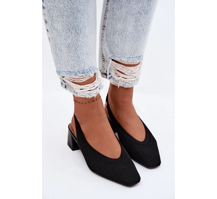 Materiálové dámské sandály na podpatku Černé Marcelle