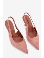 Dámské sandály na podpatku z imitace semiše Růžové model 22103215 - Boto