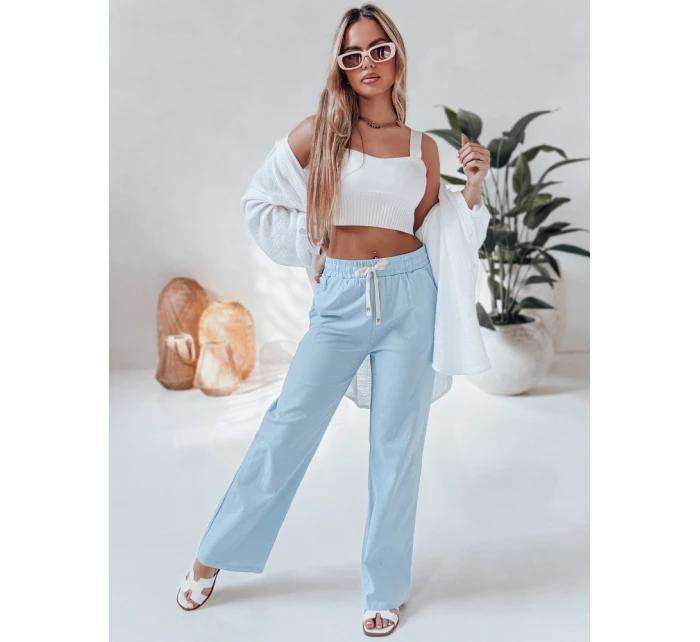 Dámske ležérne nohavice so širokými nohavicami BOHO DAY svetlo modré FashionStreet UY2651