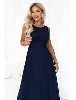 dlouhé maxi šaty s a kulatým výstřihem – tmavě modré model 22275586 - numoco basic dlouhé maxi šaty s a kulatým výstřihem – tmavě modré model 22275586 - numoco basic