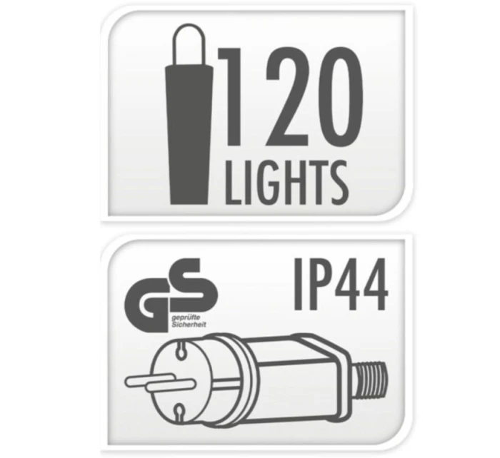 120 LED SVETLA S DEKORATÍVNOU GUĽOU TEPLÁ BIELA