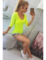 Halenka s kulatým výstřihem žlutá neonová