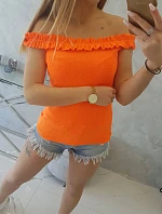 Španielska blúzka s volánikmi oranžová neónová
