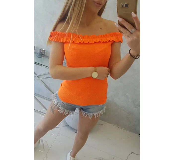 Španielska blúzka s volánikmi oranžová neónová