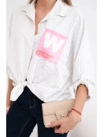 Dámská bavlněná košile s pásky a vázáním béžová