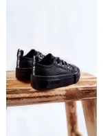 Dziecięce Skórzane Trampki BIG STAR KK374059 Czarne Dziecięce Skórzane Trampki BIG STAR KK374059 Czarne