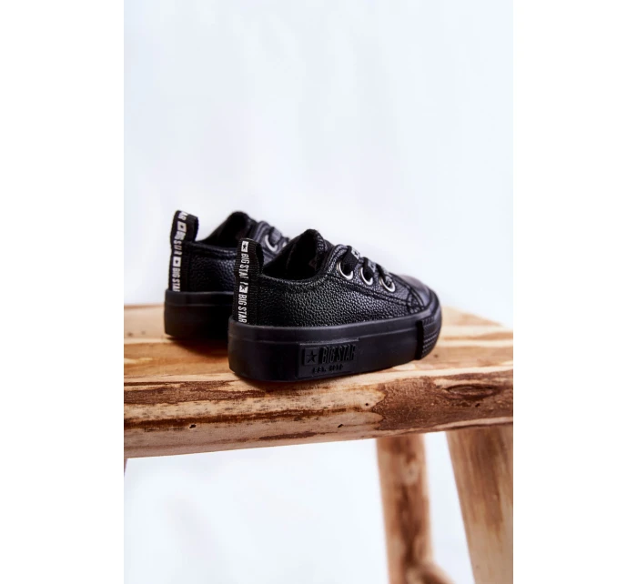 Dziecięce Skórzane Trampki BIG STAR KK374059 Czarne Dziecięce Skórzane Trampki BIG STAR KK374059 Czarne