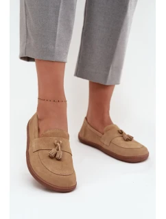 Skórzane Zamszowe Mokasyny Typu Barefoot Zazoo 322 Beżowe