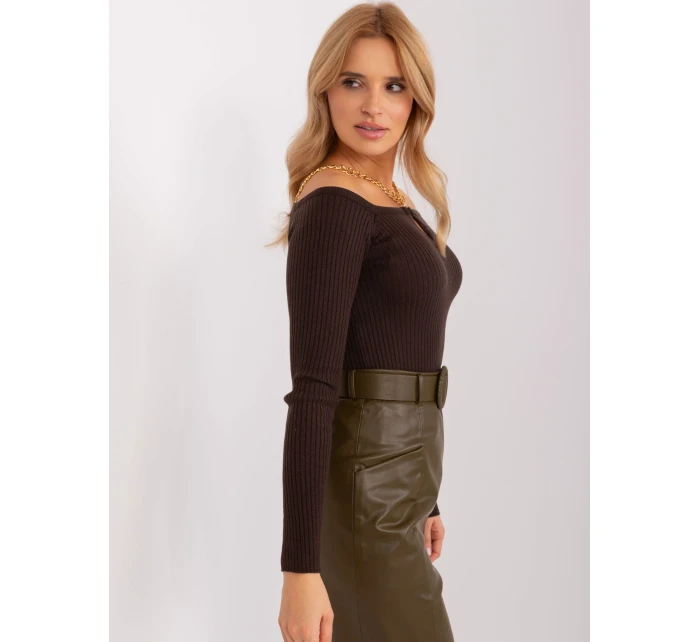 Sweter EM SW model 19069264 ciemny brązowy - FPrice Sweter EM SW model 19069264 ciemny brązowy - FPrice