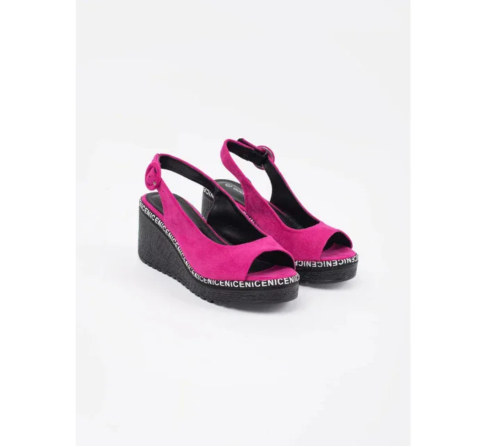 Dámske sandále na podpätku FL1628 Fuchsia - GOODIN