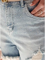 Dámske džínsové šortky so zirkónmi LIKE A STAR modré FashionStreet SY0487