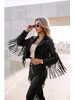 Krátké s třásněmi z měkké ekokůže černé model 21371207 - numoco basic Krátké s třásněmi z měkké ekokůže černé model 21371207 - numoco basic