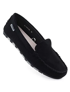 Dámske čierne semišové mokasíny Potocki WL09301