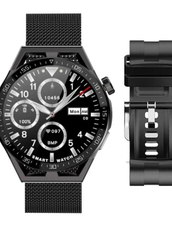 Rubicon RNCE88-2 Black smartwatch- Čierny silikónový remienok + čierny náramok