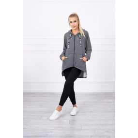 Mikina s kapucí a delšími zády v grafitové barvě Mikina s kapucí a delšími zády v grafitové barvě