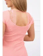 Blúzka s čipkovým výstrihom marhuľová Blúzka s čipkovým výstrihom marhuľová