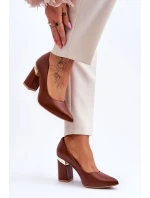 Skórzane Czółenka Lewski 3117 Brązowe