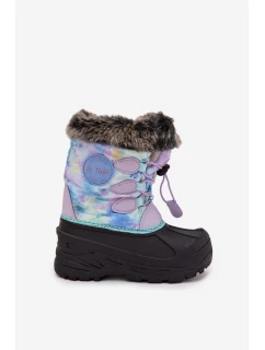 Dětské sněhule pro dívky s kožíškem a stahovák Lee Cooper LCJ-25-10-3778 Fialové