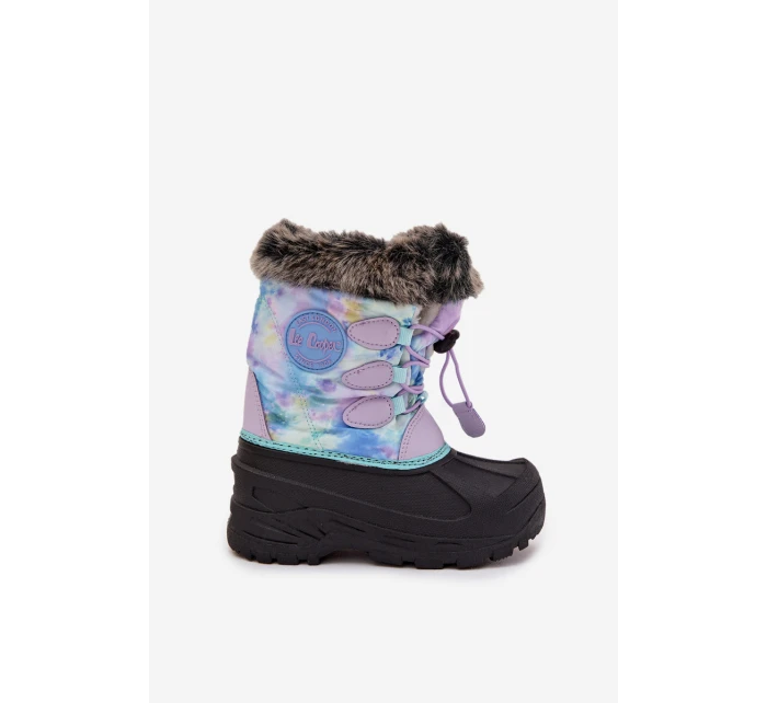 Dětské sněhule pro dívky s kožíškem a stahovák Lee Cooper LCJ-25-10-3778 Fialové