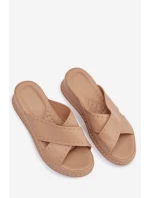 Zdobené dámské sandály na platformě z eko kůže Béžové Calorissa Zdobené dámské sandály na platformě z eko kůže Béžové Calorissa