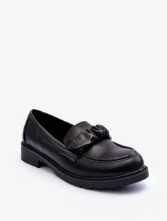 Kožené Mokasíny Polobotky Na Plochém Podpatku Černé SBarski