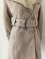 Dámsky béžový kabát na gombíky Eva - Italian Mode