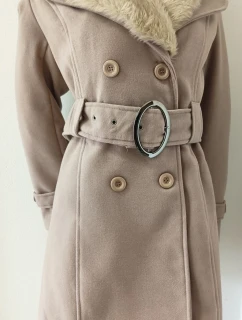 Dámsky béžový kabát na gombíky Eva - Italian Mode