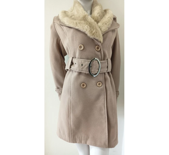 Dámsky béžový kabát na gombíky Eva - Italian Mode