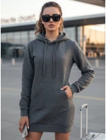 Dámská dlouhá mikina oversize tmavě šedá Dstreet model 21964040 - FashionStreet Dámská dlouhá mikina oversize tmavě šedá Dstreet model 21964040 - FashionStreet