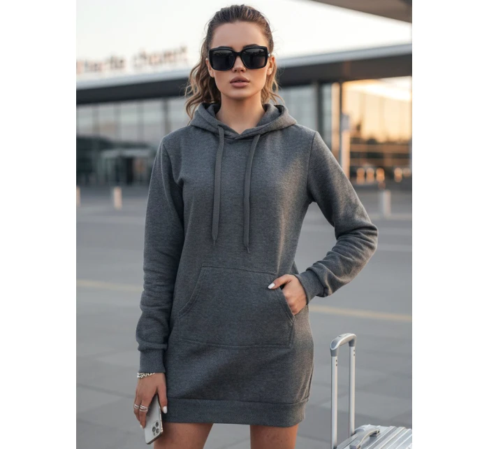 Dámská dlouhá mikina oversize tmavě šedá Dstreet model 21964040 - FashionStreet Dámská dlouhá mikina oversize tmavě šedá Dstreet model 21964040 - FashionStreet