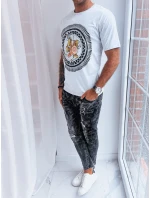 Svetlo šedé pánske tričko s potlačou FashionStreet RX5300 Svetlo šedé pánske tričko s potlačou FashionStreet RX5300