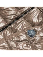 Dámska svetlohnedá lakovaná bunda (B8039-12)