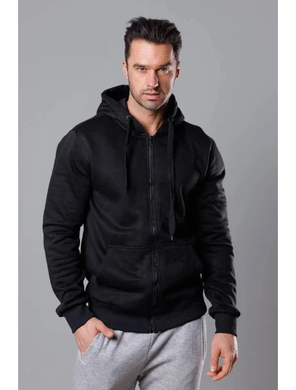 Čierna pánska rozopínacia mikina s kapucňou (68B2008-3)