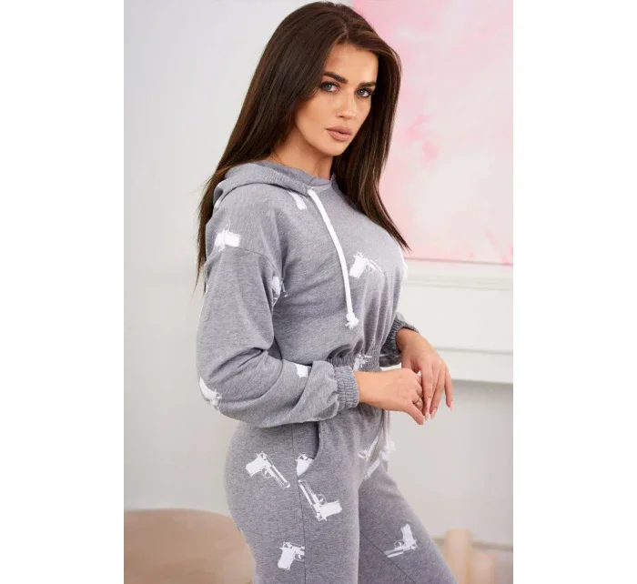 Sada s potlačou pištole šedá