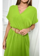 Dlhé šaty s ozdobným opaskom kiwi