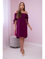 Šaty vázané na rukávech švestka