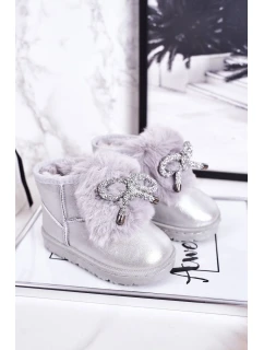 Dívčí Sněhové model 21544078 Boty S Kožešinou Stříbrné Aurora - Boto