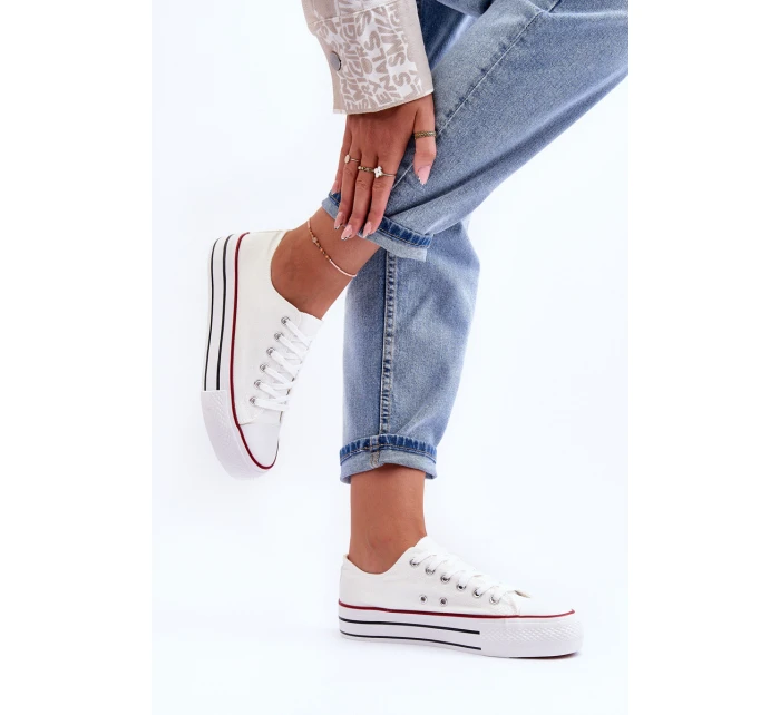 Trampki Klasyczne Niskie Na Platformie Białe Jazlyn