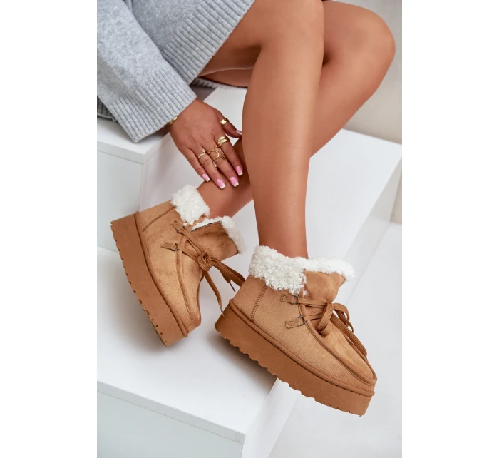 Śniegowce Damskie Na Platformie Z Futerkiem Typu Branek Camel Ciabellae Śniegowce Damskie Na Platformie Z Futerkiem Typu Branek Camel Ciabellae