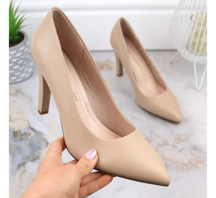 Sergio Leone W SK415B béžové lodičky na podpätku