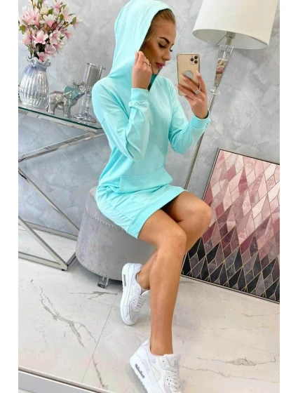 Šaty s kapucí v mátové barvě Šaty s kapucí v mátové barvě