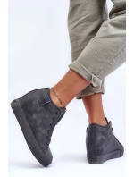 Trampki Skórzane Damskie Na Koturnie Big Star MM274005 Szare Trampki Skórzane Damskie Na Koturnie Big Star MM274005 Szare