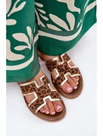 Kožené Ploché Klapky S  Hnědé model 21684124 - Zazoo